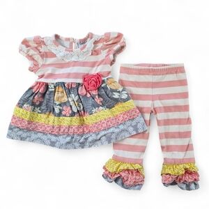 🌸 Counting Daisies Baby Girl 2-Piece Floral Ruffle Outfit Set | Size 12M